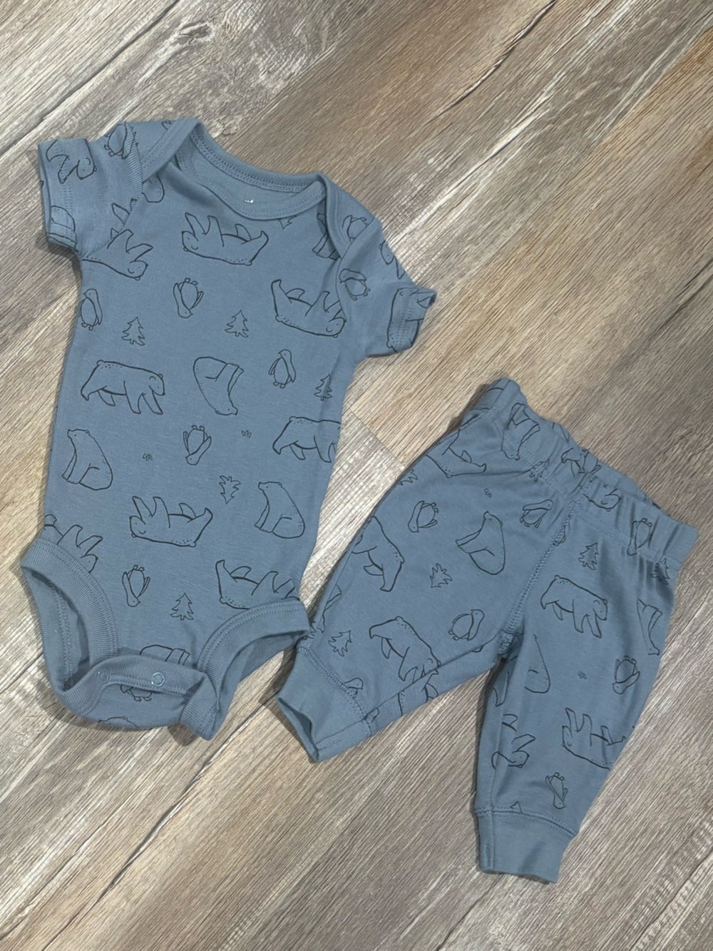 Carter's Slate Blue Infant Matching Set with Subtle Bear Print